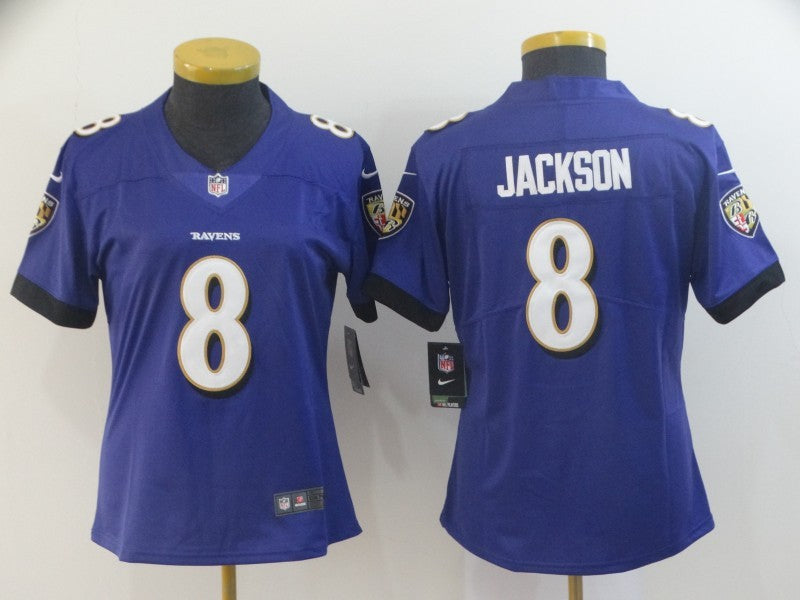 Custom Ravens 8 LaMar Jackson Purple Women Vapor Untouchable Limited Jersey