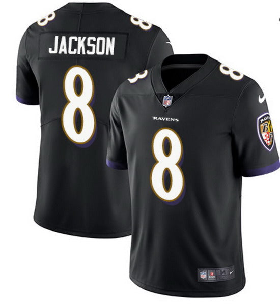 Custom Men’s Baltimore Ravens #8 Lamar Jackson Black Alternate Stitched NFL Vapor Untouchable Limited Jersey
