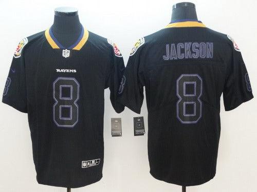 Custom Ravens 8 Lamar Jackson Black Shadow Legend Limited Jersey
