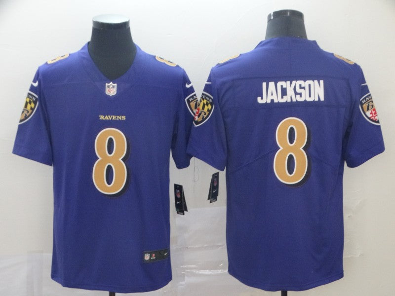 Custom Ravens 8 Lamar Jackson Purple Color Rush Limited Jersey