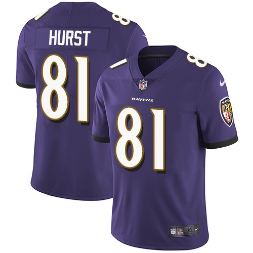 Custom Ravens 81 Hayden Hurst Purple Youth Vapor Untouchable Limited Jersey