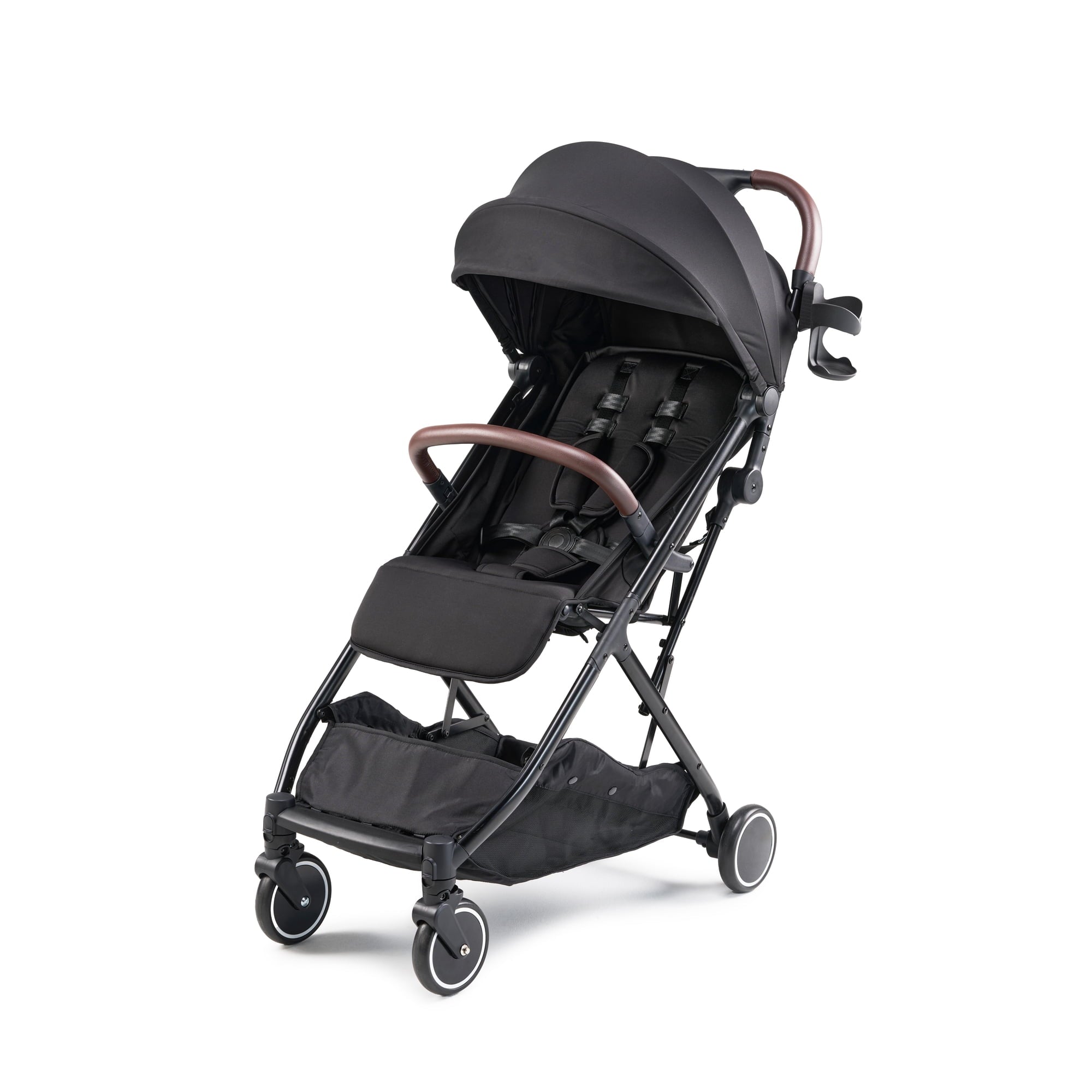 Parent's Choice Quick Fold Baby Stroller with Full-reclining Backrest, Compact and Lightweight Design for travel convenience, Black