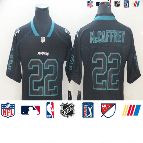 Custom Panthers 22 Christian McCaffrey Black Shadow Legend Limited Jersey