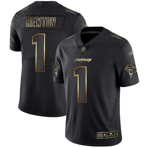 Custom Panthers #1 Cam Newton Black Gold Men’s Stitched Football Vapor Untouchable Limited Jersey