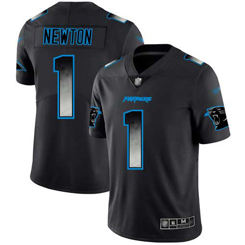Custom Panthers #1 Cam Newton Black Men’s Stitched Football Vapor Untouchable Limited Smoke Fashion Jersey