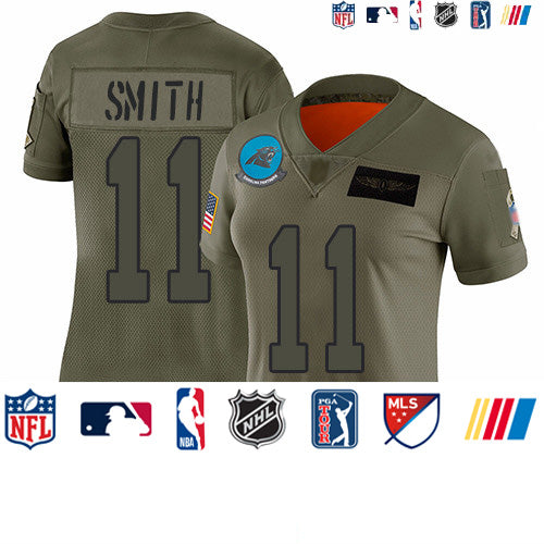 Custom Panthers #11 Torrey Smith Camo Women’s Stitched Football Limited 2019 Salute to Service Jersey