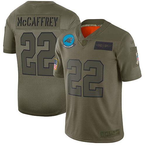 Custom Panthers #22 Christian McCaffrey Camo Men’s Stitched Football Limited 2019 Salute To Service Jersey