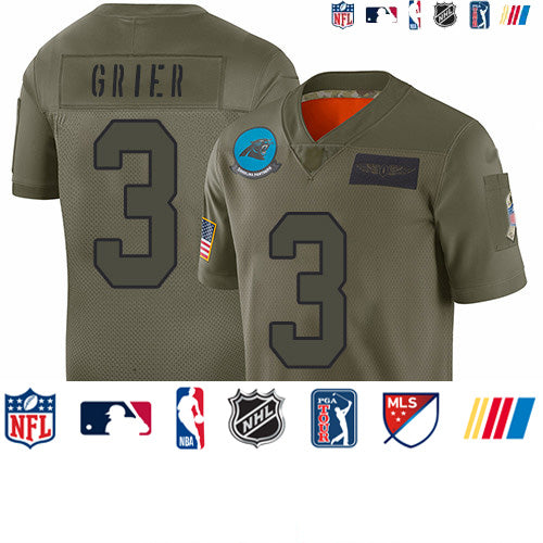 Custom Panthers #3 Will Grier Camo Men’s Stitched Football Limited 2019 Salute To Service Jersey