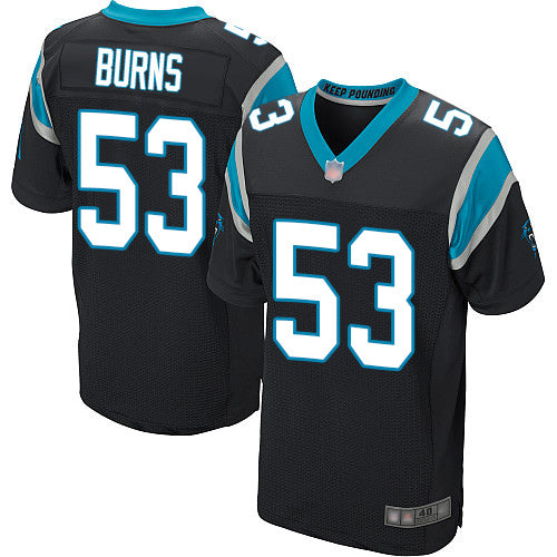 Custom Panthers #53 Brian Burns Black Team Color Men’s Stitched Football Elite Jersey