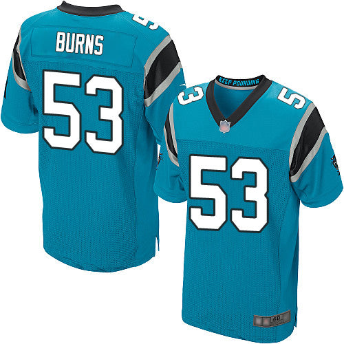 Custom Panthers #53 Brian Burns Blue Alternate Men’s Stitched Football Elite Jersey