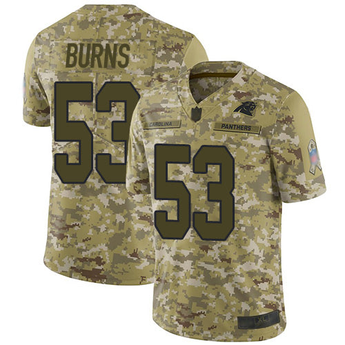 Custom Panthers #53 Brian Burns Camo Youth Stitched Football Limited 2018 Salute to Service Jersey