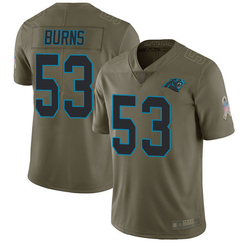 Custom Panthers #53 Brian Burns Olive Men’s Stitched Football Limited 2017 Salute To Service Jersey