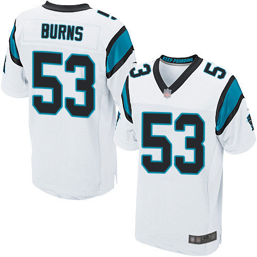 Custom Panthers #53 Brian Burns White Men’s Stitched Football Elite Jersey