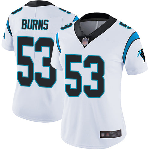 Custom Panthers #53 Brian Burns White Women’s Stitched Football Vapor Untouchable Limited Jersey