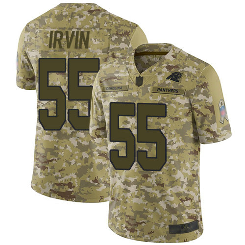 Custom Panthers #55 Bruce Irvin Camo Men’s Stitched Football Limited 2018 Salute To Service Jersey