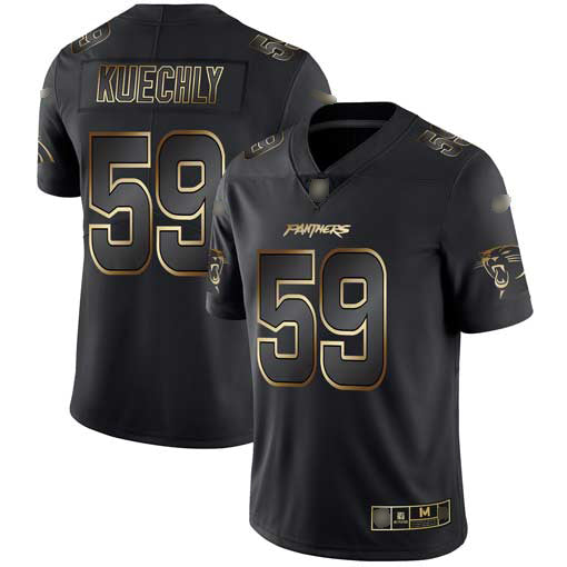 Custom Panthers #59 Luke Kuechly Black Gold Men’s Stitched Football Vapor Untouchable Limited Jersey