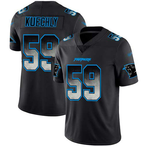 Custom Panthers #59 Luke Kuechly Black Men’s Stitched Football Vapor Untouchable Limited Smoke Fashion Jersey