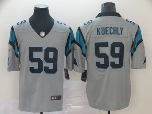 Custom Panthers #59 Luke Kuechly Silver Men’s Stitched Football Limited Inverted Legend Jersey