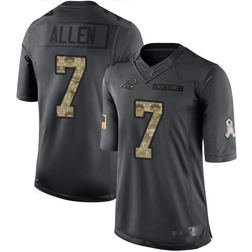 Custom Panthers #7 Kyle Allen Black Men’s Stitched Football Limited 2016 Salute to Service Jersey