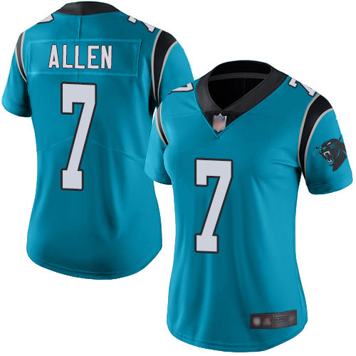 Custom Panthers #7 Kyle Allen Blue Alternate Women’s Stitched Football Vapor Untouchable Limited Jersey