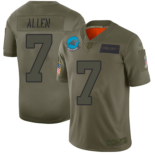 Custom Panthers #7 Kyle Allen Camo Men’s Stitched Football Limited 2019 Salute To Service Jersey
