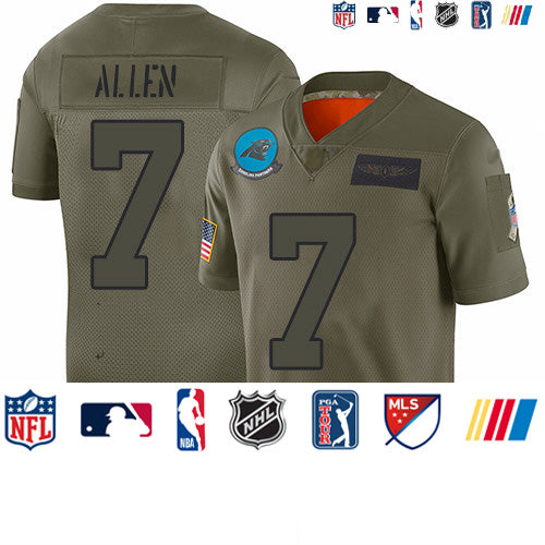 Custom Panthers #7 Kyle Allen Camo Youth Stitched Football Limited 2019 Salute to Service Jersey