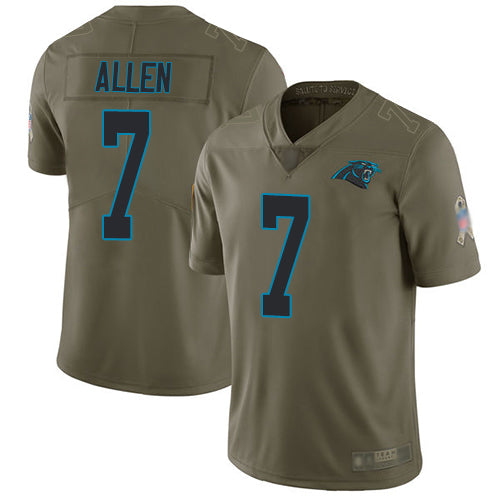 Custom Panthers #7 Kyle Allen Olive Men’s Stitched Football Limited 2017 Salute To Service Jersey