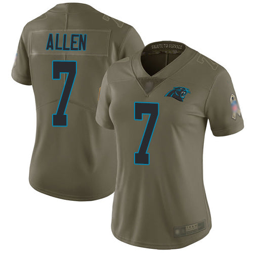 Custom Panthers #7 Kyle Allen Olive Women’s Stitched Football Limited 2017 Salute to Service Jersey