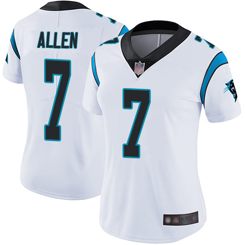 Custom Panthers #7 Kyle Allen White Women’s Stitched Football Vapor Untouchable Limited Jersey