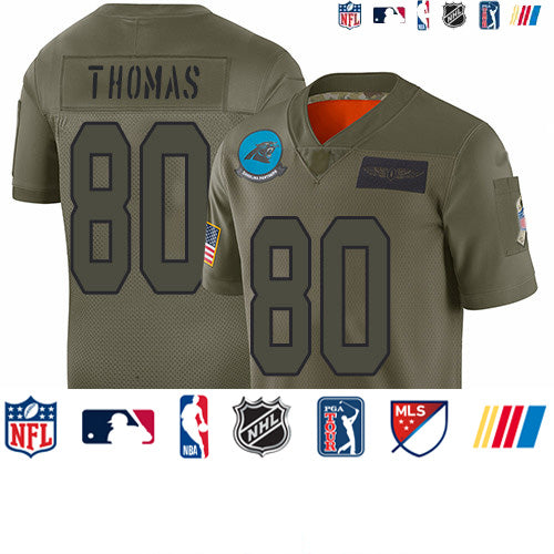 Custom Panthers #80 Ian Thomas Camo Men’s Stitched Football Limited 2019 Salute To Service Jersey