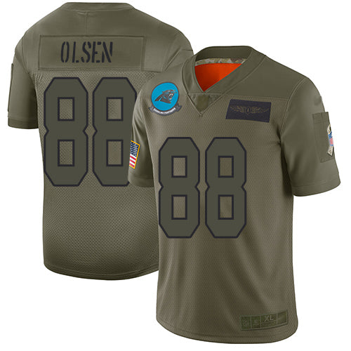 Custom Panthers #88 Greg Olsen Camo Men’s Stitched Football Limited 2019 Salute To Service Jersey
