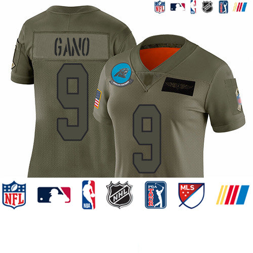 Custom Panthers #9 Graham Gano Camo Women’s Stitched Football Limited 2019 Salute to Service Jersey