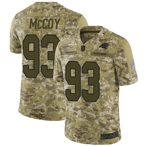 Custom Panthers #93 Gerald McCoy Camo Men’s Stitched Football Limited 2018 Salute To Service Jersey