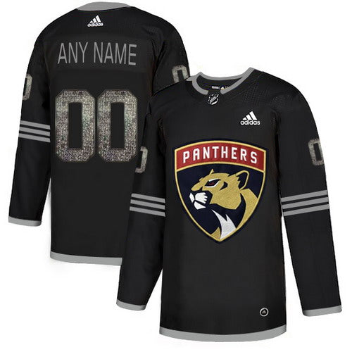 Custom Panthers Black Shadow Logo Print Men’s Customized  Jersey