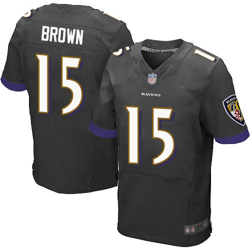 Custom Ravens #15 Marquise Brown Black Alternate Men’s Stitched Football New Elite Jersey