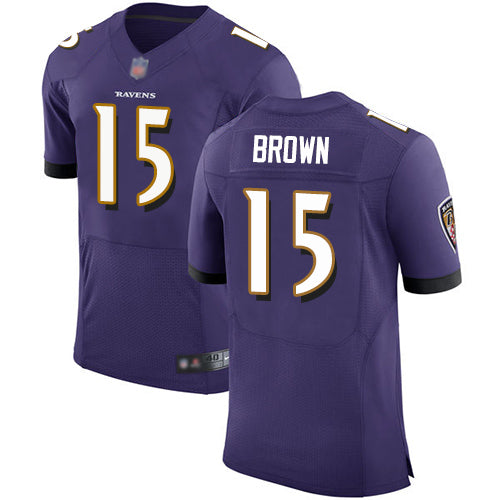 Custom Ravens #15 Marquise Brown Purple Team Color Men’s Stitched Football Vapor Untouchable Elite Jersey