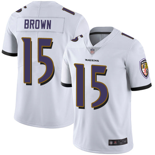 Custom Ravens #15 Marquise Brown White Men’s Stitched Football Vapor Untouchable Limited Jersey