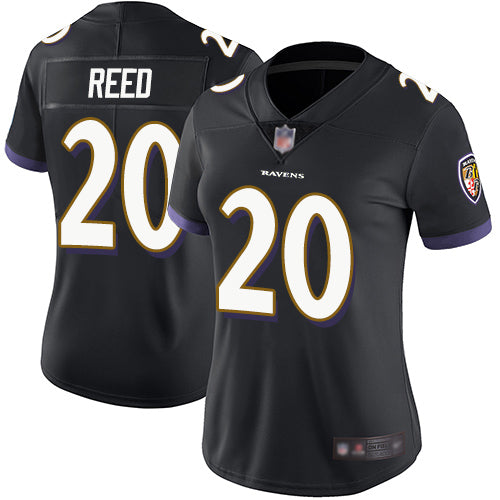 Custom Ravens #20 Ed Reed Black Alternate Women’s Stitched Football Vapor Untouchable Limited Jersey