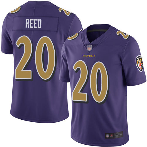 Custom Ravens #20 Ed Reed Purple Youth Stitched Football Limited Rush Jersey
