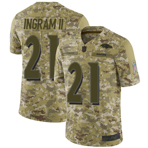 Custom Ravens #21 Mark Ingram II Camo Men’s Stitched Football Limited 2018 Salute To Service Jersey