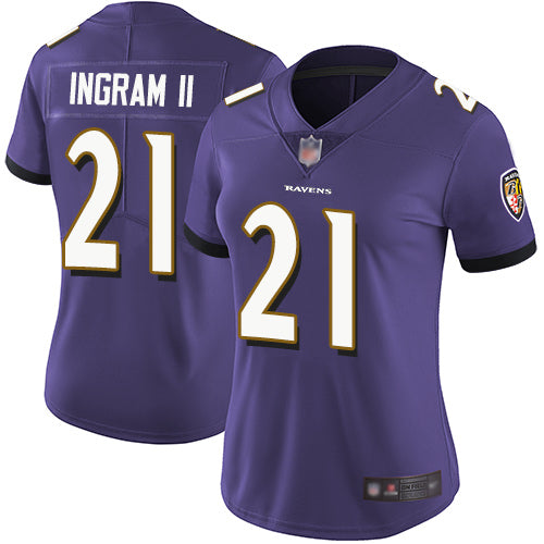 Custom Ravens #21 Mark Ingram II Purple Team Color Women’s Stitched Football Vapor Untouchable Limited Jersey