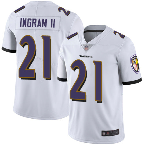 Custom Ravens #21 Mark Ingram II White Men’s Stitched Football Vapor Untouchable Limited Jersey