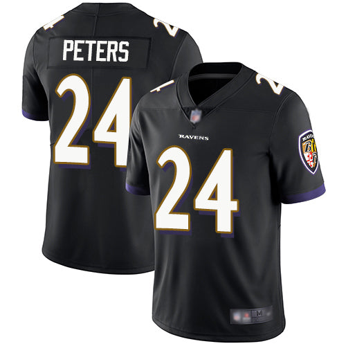 Custom Ravens #24 Marcus Peters Black Alternate Youth Stitched Football Vapor Untouchable Limited Jersey