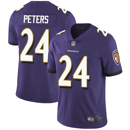Custom Ravens #24 Marcus Peters Purple Team Color Youth Stitched Football Vapor Untouchable Limited Jersey