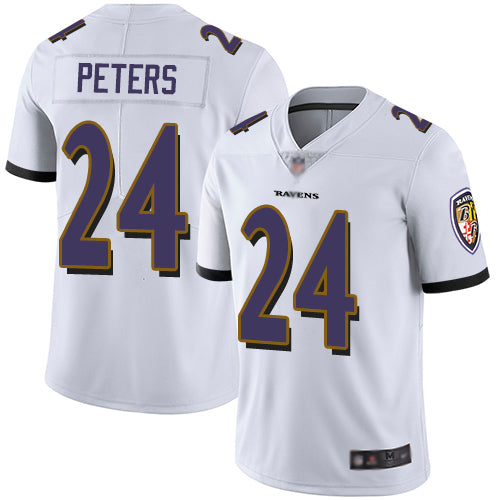 Custom Ravens #24 Marcus Peters White Men’s Stitched Football Vapor Untouchable Limited Jersey