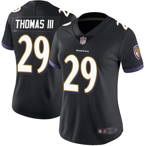 Custom Ravens #29 Earl Thomas III Black Alternate Women’s Stitched Football Vapor Untouchable Limited Jersey