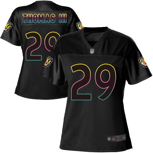 Custom Ravens #29 Earl Thomas III Black Women’s Football Fashion Game Jersey