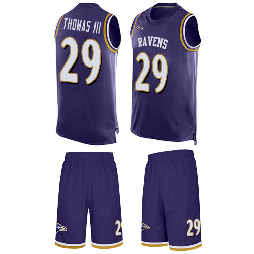 Custom Ravens #29 Earl Thomas III Purple Team Color Men’s Stitched Football Limited Tank Top Suit Jersey