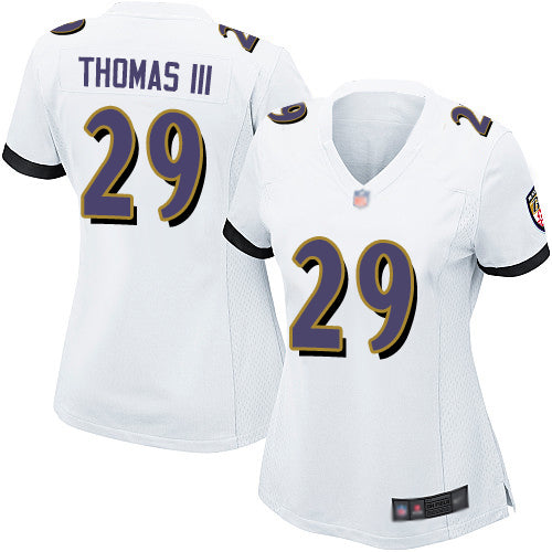 Custom Ravens #29 Earl Thomas III White Women’s Stitched Football New Elite Jersey