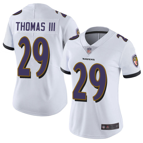 Custom Ravens #29 Earl Thomas III White Women’s Stitched Football Vapor Untouchable Limited Jersey